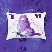 Pretty Butterflies in Purple on White Monogram | Accent Pillow