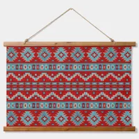 Southwest Mesas Turquoise & Red Geometric Pattern Hanging Tapestry