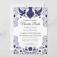 Indigo Violet Otomi Tenangos Boda Spanish Wedding Invitation