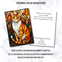 Stained Glass Orange Cat Rescue Organization Flat Thank You Card