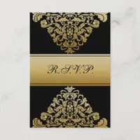 elegant gold black wedding RSVP Standard 3.5 x 5