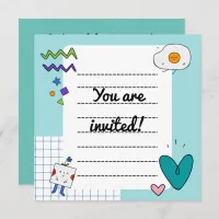 Square Cute Doodle Cartoon Memo Notes Template