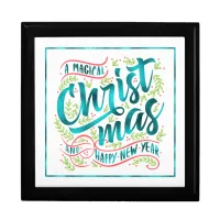 Magical Christmas Typography Teal ID441 Jewelry Box