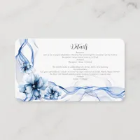 Elegant Dusty Blue Navy  Flowers Wedding  Enclosure Card