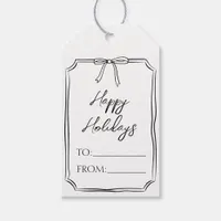 Minimalist Cute Whimsical Bow Happy Holidays Gift Tags