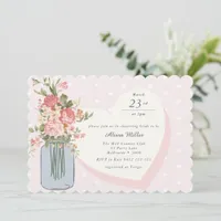 Chic Wildflower Mason Jar Blush Bridal Shower  Invitation