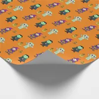 Cute Witch, Vampire and Mummy Halloween Party Wrapping Paper