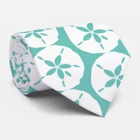 White Sand Dollars Pattern Teal Beach Wedding Neck Tie