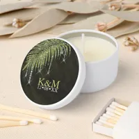 Jewel Palm Leaf Wedding Green ID830 Mini Candle Favors