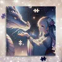 Anime Girl and Her Dragon Mystical   Jigsaw Puzzle