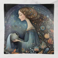Aquarius Water Bearer Zodiac Astrology Birthday Trinket Tray