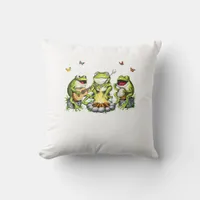 Cottagecore Aesthetic Frogs Camping Forest Goblinc Throw Pillow