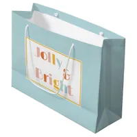 Jolly and Bright Solid Light Blue Christmas Large Gift Bag