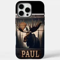 Moose Portrait On Wood iPhone 16 Pro Max Case