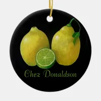 Lemons Still Life Oil on Canvas Painting custom Ceramic Ornament