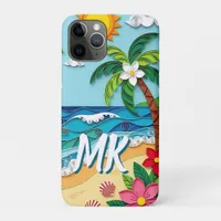 Palm Trees on the Beach Personalized iPhone 11 Pro Case