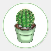 Hand Drawn Houseplant Art Cactus Succulent Classic Round Sticker