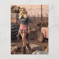 AI generated doll in a post apocalyptic world  Postcard