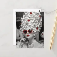 Woman with Whipped Cream Flowers and Cherries Hair Postcard