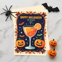 Midnight Magic Retro Cocktail Halloween Spooky Holiday Card
