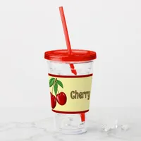 Red Cherries Design Personalized Acrylic Tumbler