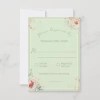 Sage Green Elegant Spring Floral Wedding RSVP Card
