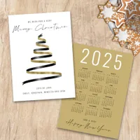Gold Black Tree 2025 Calendar Merry Christmas Holiday Card