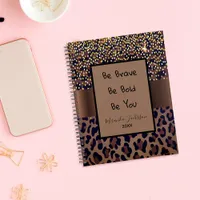 Leopard pattern brown black motivational 2025 planner