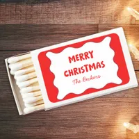 Fun Retro Wavy Red and White Custom Chic Christmas Matchboxes