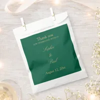 Hunter Green Golden Beige Wedding Favor Bags