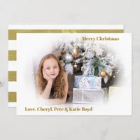 Classy Gold and White Custom Photo Christmas Invitation