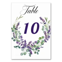 Wedding lavender florals greenery table number