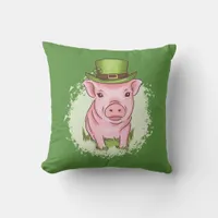 Saint Patricks Pig Throw Pillow