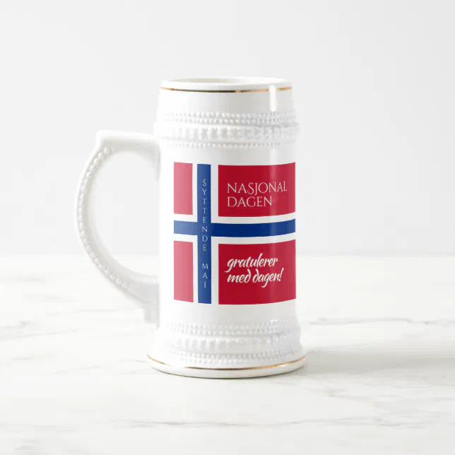 Syttende Mai May 17th Norwegian National Day Flag Beer Stein