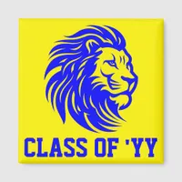 Lion Mascot Blue and Yellow Graduate Gift Magnet