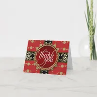 Elegant Medieval Red Gold & Black Thank You Card