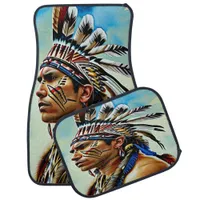 Indian Warrior in Traditional Garb Car Floor Mat