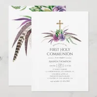 Mystical Boho Succulents First Holy Communion Invitation