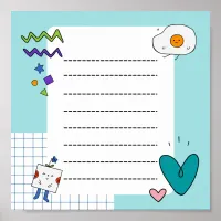 Square Cute Doodle Cartoon Memo Notes small Poster