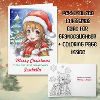 Christmas Card for Granddaughter + Coloring Page