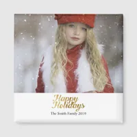 Happy Holidays Faux Gold Script Christmas Magnet