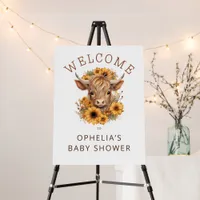 Highland Cow Sunflowers Baby Shower Welcome  Foam Board