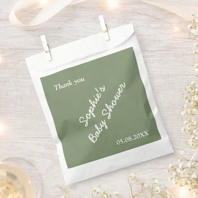 Baby Shower Minimalist Sage Green Favor Bags