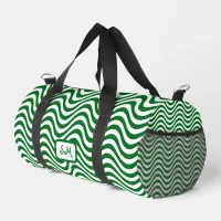 Monogram Green & White Wavy Stripes Psychedelic SM Duffle Bag