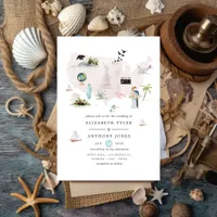 Watercolor Florida USA Destination Wedding Invitation