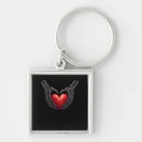 Skeleton Hand Heart Keychain