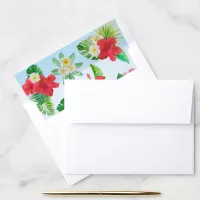 Tropical Flowers Watercolor Floral Wedding Envelope Liner