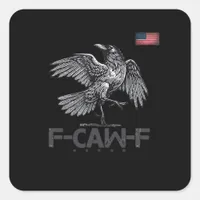 F-Caw-F Cow Funny Bird USA Vintage Flag Funny Humo Square Sticker