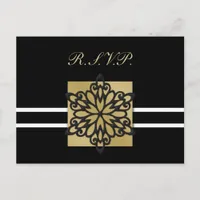 black winter Wedding rsvp card