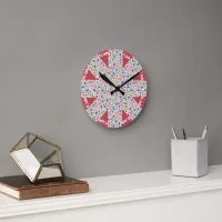 Crayon Pastel Heart & Flowers Round Clock